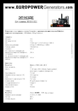 Dizelski generatori Europower EP163DE (S)