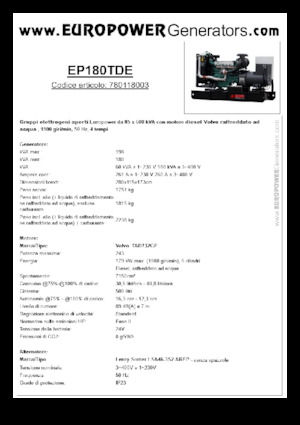 Dizelski generatori Europower EP180TDE (LS)