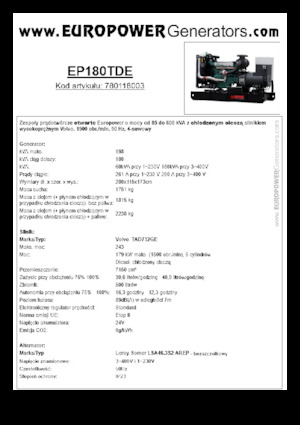 Dizelski generatori Europower EP180TDE (LS)