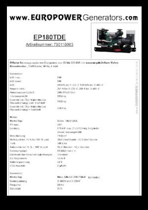 Dizelski generatori Europower EP180TDE (MA)