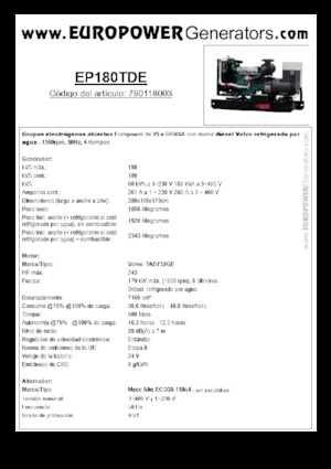 Dizelski generatori Europower EP180TDE (MA)