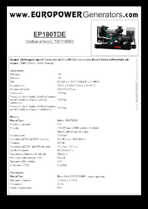 Dizelski generatori Europower EP180TDE (MA)