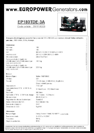 Dizelski generatori Europower EP180TDE-3A (LS)