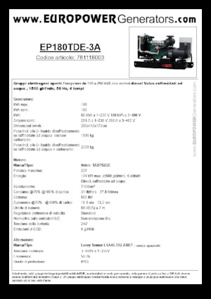 Dizelski generatori Europower EP180TDE-3A (LS)
