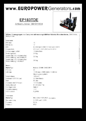 Dizelski generatori Europower EP183TDE (MA)