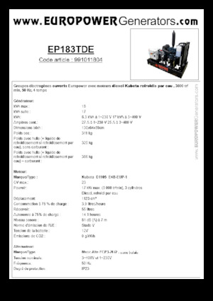 Dizelski generatori Europower EP183TDE (MA)