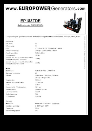 Dizelski generatori Europower EP183TDE (MA)