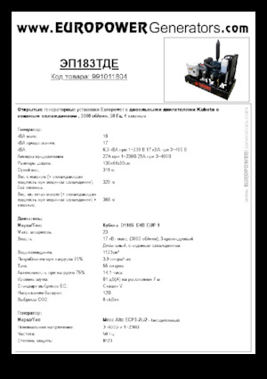 Dizelski generatori Europower EP183TDE (MA)