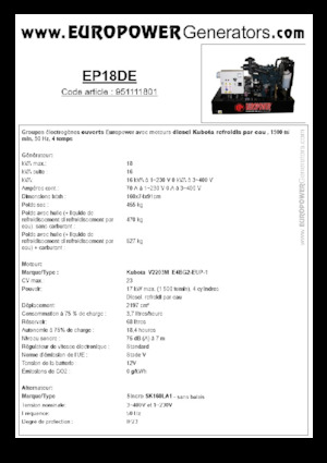 Dizelski generatori Europower EP18DE (S)