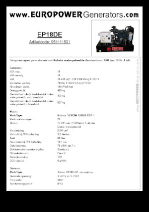 Dizelski generatori Europower EP18DE (S)