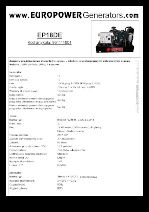 Dizelski generatori Europower EP18DE (S)