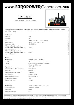 Dizelski generatori Europower EP193DE (S)