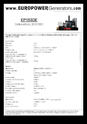 Dizelski generatori Europower EP193DE (S)