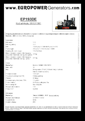 Dizelski generatori Europower EP193DE (S)