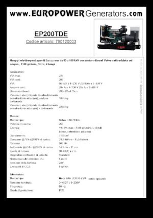 Dizelski generatori Europower EP200TDE (MA)
