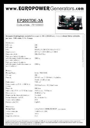 Dizelski generatori Europower EP200TDE-3A (LS)