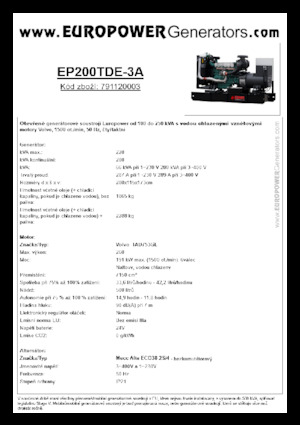 Dizelski generatori Europower EP200TDE-3A (MA)