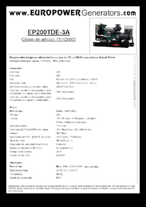 Dizelski generatori Europower EP200TDE-3A (MA)