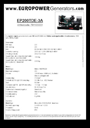 Dizelski generatori Europower EP200TDE-3A (MA)