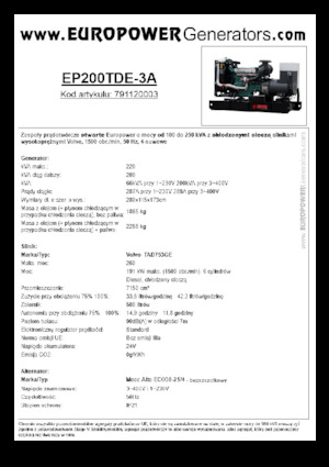 Dizelski generatori Europower EP200TDE-3A (MA)