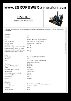 Dizelski generatori Europower EP20TDE (LS)