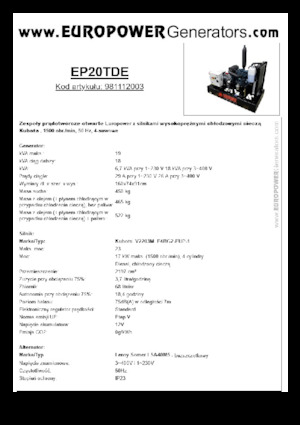 Dizelski generatori Europower EP20TDE (LS)