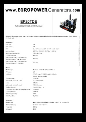 Dizelski generatori Europower EP20TDE (MA)