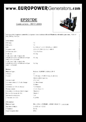 Dizelski generatori Europower EP20TDE (MA)