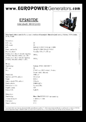 Dizelski generatori Europower EP243TDE (MA)