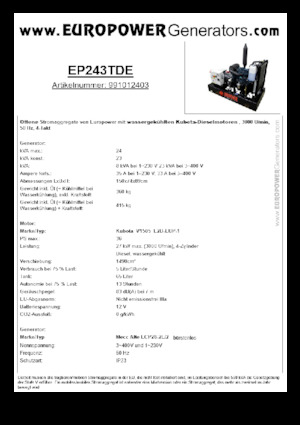Dizelski generatori Europower EP243TDE (MA)