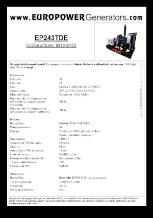 Dizelski generatori Europower EP243TDE (MA)