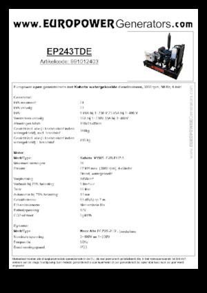 Dizelski generatori Europower EP243TDE (MA)