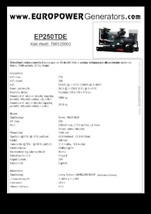 Dizelski generatori Europower EP250TDE (LS)
