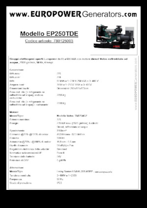 Dizelski generatori Europower EP250TDE (LS)