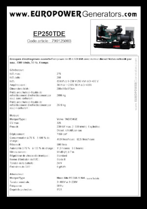 Dizelski generatori Europower EP250TDE (MA)