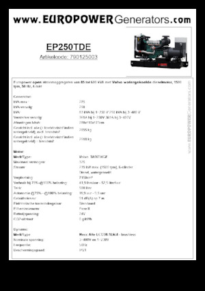 Dizelski generatori Europower EP250TDE (MA)