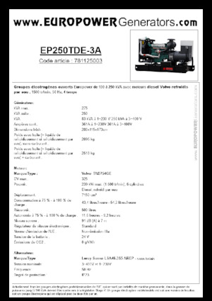 Dizelski generatori Europower EP250TDE-3A (LS)