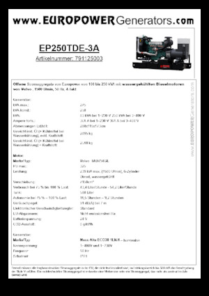 Dizelski generatori Europower EP250TDE-3A (MA)