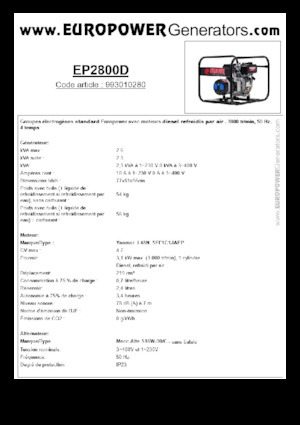 Dizelski generatori Europower EP2800D (MA)