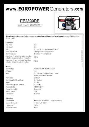 Dizelski generatori Europower EP2800DE (MA)