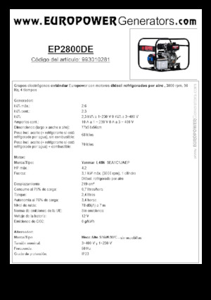 Dizelski generatori Europower EP2800DE (MA)