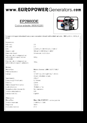 Dizelski generatori Europower EP2800DE (MA)