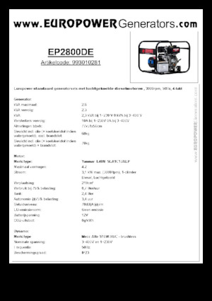 Dizelski generatori Europower EP2800DE (MA)
