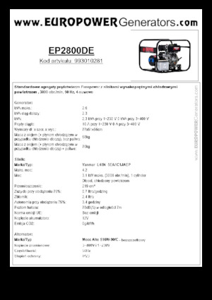 Dizelski generatori Europower EP2800DE (MA)