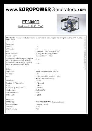 Dizelski generatori Europower EP3000D (MA)