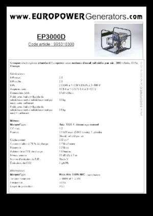 Dizelski generatori Europower EP3000D (MA)