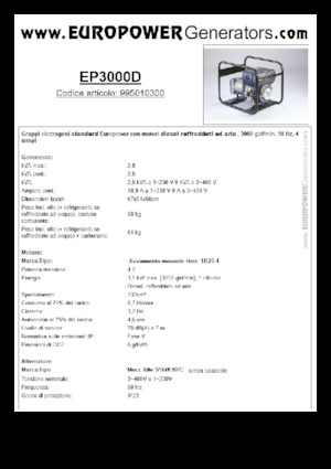 Dizelski generatori Europower EP3000D (MA)