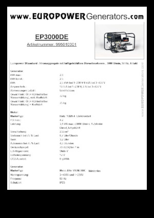 Dizelski generatori Europower EP3000DE (MA)