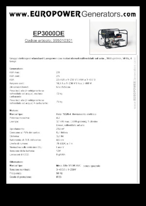 Dizelski generatori Europower EP3000DE (MA)