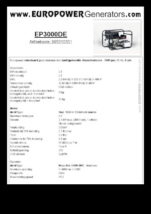 Dizelski generatori Europower EP3000DE (MA)